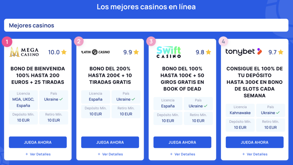 los mejores casinos en línea